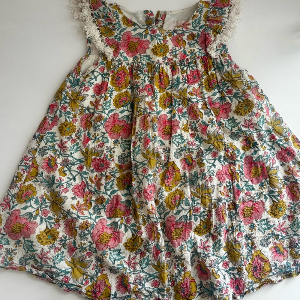 Louise Misha Floral Sleeveless Cotton Dress with fringe